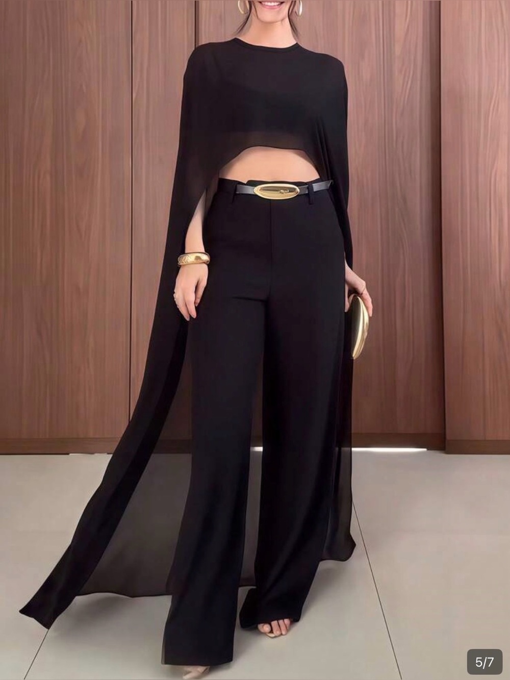 Elegant Black Wide Cape Overlay